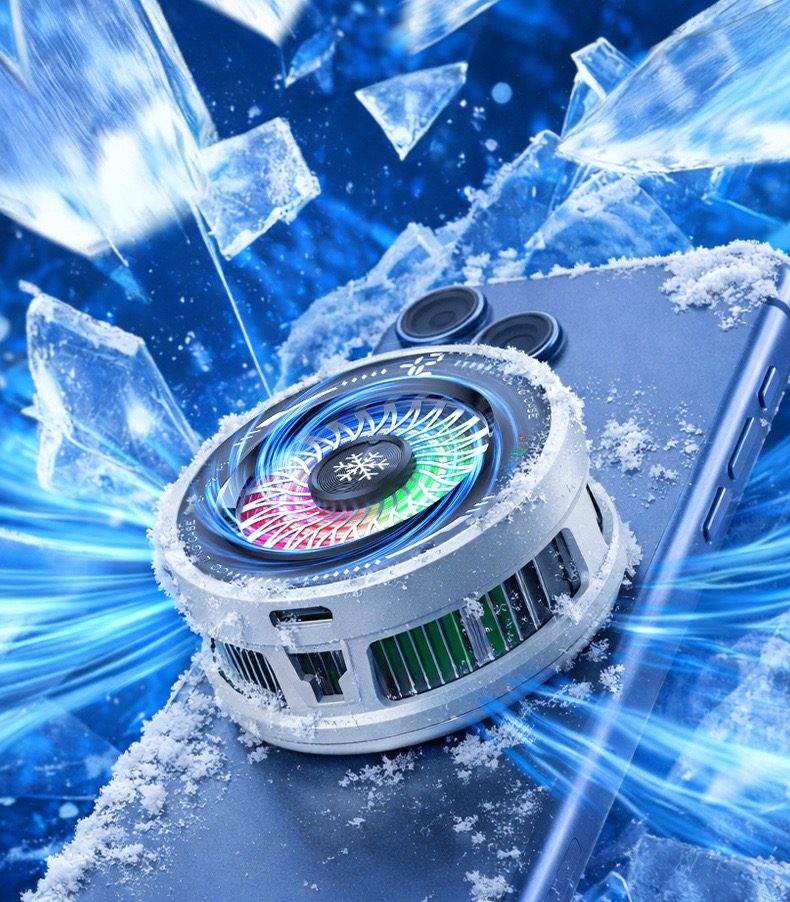 K3 magnetic phone cooler with semiconductor cooling plate attached to an iPhone via MagSafe mount