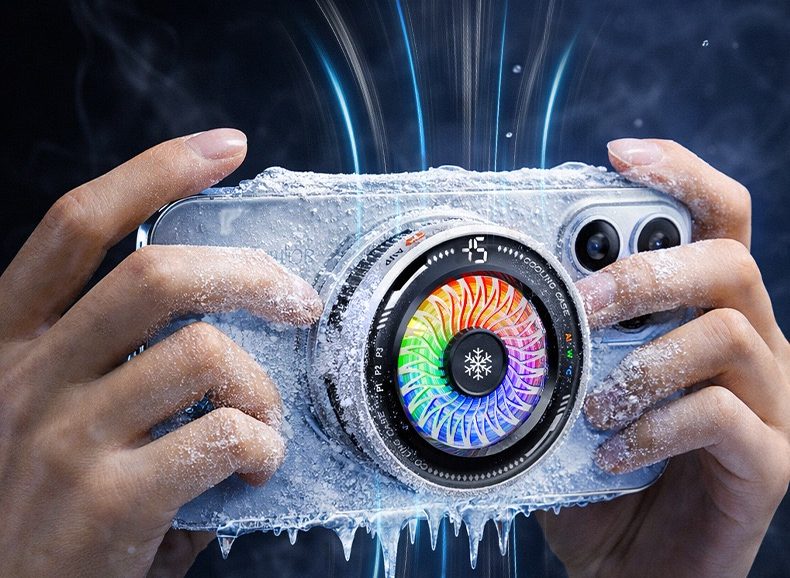 K3 cooler attached to a gaming phone with frost test